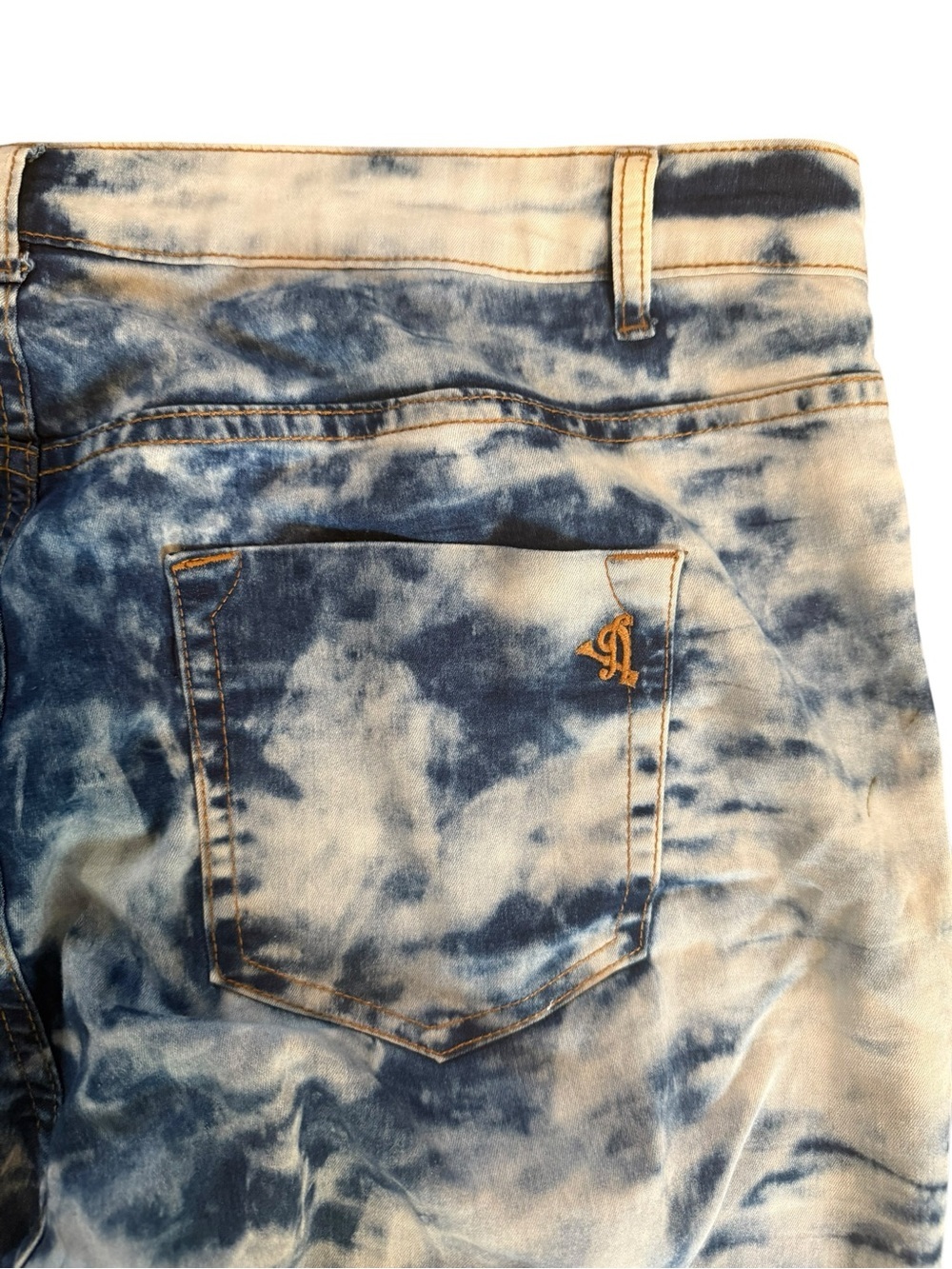 Women’s VIP Jeans Tie-Dye Distressed stretchy Skinny Jeans Blue & White Size 22W - Picture 7 of 11